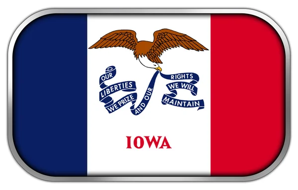 Iowa State Flag rectángulo botón brillante — Foto de Stock