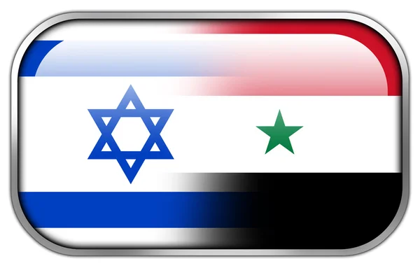 Israël en Syrië vlag rechthoek glanzende knop — Stockfoto