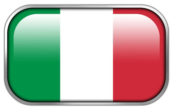 意大利国旗矩形光泽按钮 — 图库照片