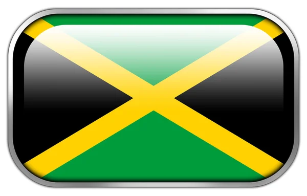 Jamaica Bandera rectángulo brillante botón —  Fotos de Stock