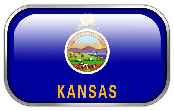 Kansas State Bandera rectángulo brillante botón — Foto de Stock