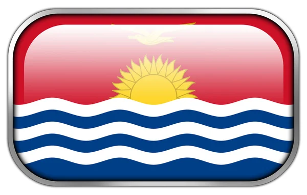 Kiribati Flagge Rechteck glänzenden Knopf — Stockfoto