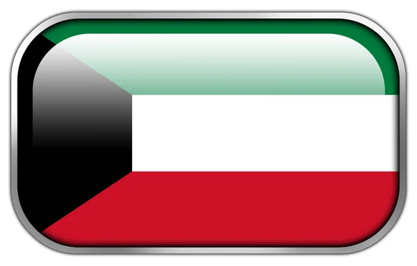 Kuwait Bandera rectángulo brillante botón —  Fotos de Stock