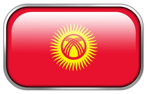 Kyrgyzstan Flagge Rechteck glänzenden Knopf — Stockfoto