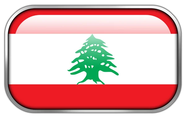 Ліван прапор прямокутник глянсовий кнопки — стокове фото