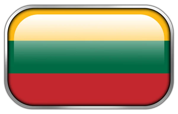 リトアニア フラグ四角光沢のあるボタン — ストック写真