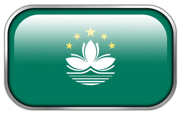 Macau vlag rechthoek glanzende knop — Stockfoto