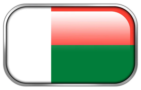 Madagáscar Bandeira retângulo brilhante botão — Fotografia de Stock