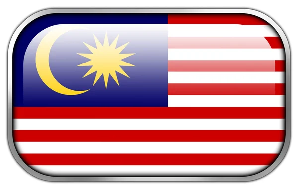 Malaysia flagga rektangel blankt knappen — Stockfoto