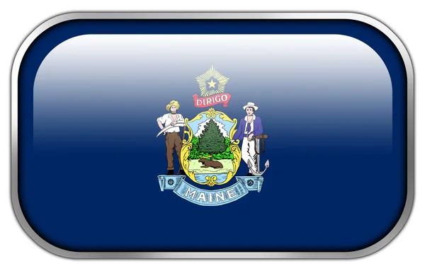 Maine państwa bandery prostokąt przycisk błyszczący — Zdjęcie stockowe