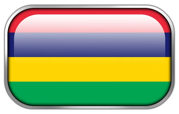 Mauritius vlag rechthoek glanzende knop — Stockfoto