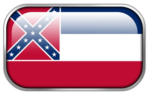 Mississippi Estado Bandeira retângulo brilhante botão — Fotografia de Stock