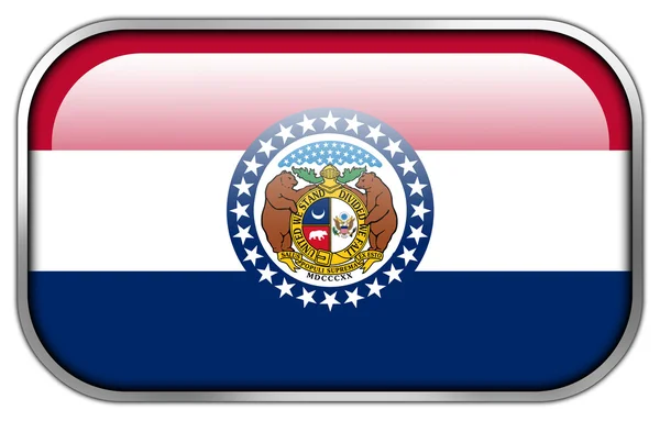 Missouri State Flag rectangle glossy button — Stock Photo, Image