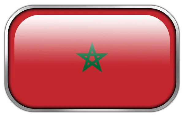 Marokko vlag rechthoek glanzende knop — Stockfoto