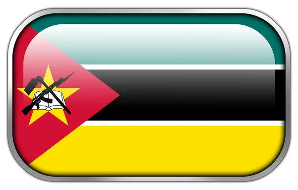 Mozambique Flag rektangel blank knap - Stock-foto