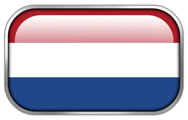 Nederlandse vlag rechthoek glanzende knop — Stockfoto