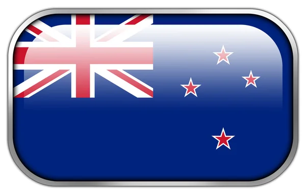 ニュージーランド フラグ四角光沢のあるボタン — ストック写真