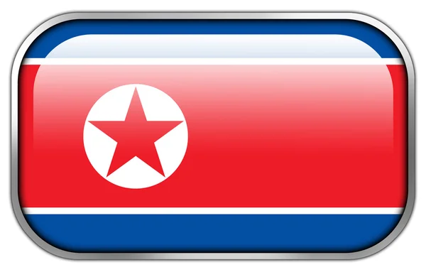 Coreia do Norte Bandeira retângulo brilhante botão — Fotografia de Stock