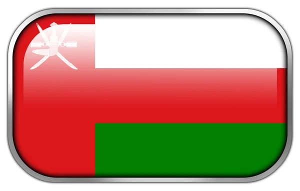 Oman Flag rectangle glossy button — Stock Photo, Image