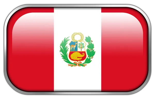 Peru bayrağı dikdörtgen parlak düğme — Stok fotoğraf