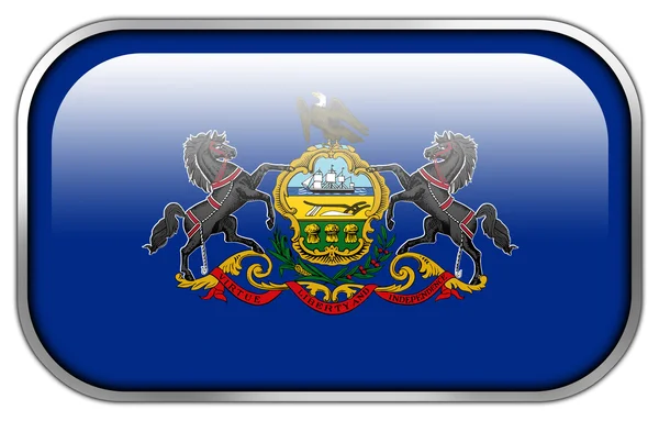 Pennsylvania State Flag rectangle glossy button — Stock Photo, Image