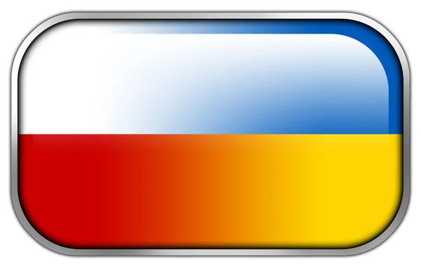 Pologne et Ukraine Drapeau rectangle bouton brillant — Photo