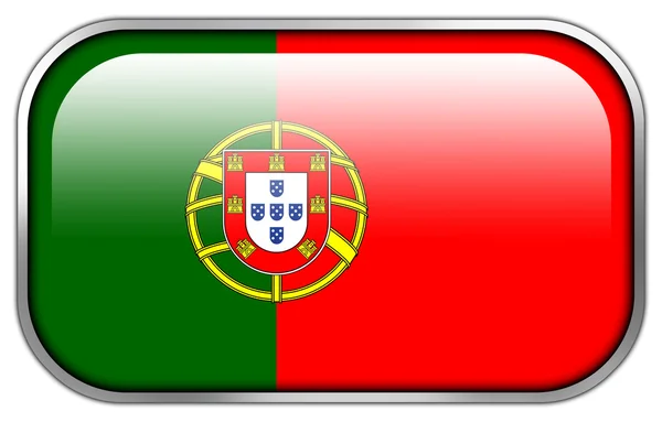 Portugiesische Flagge Rechteck glänzender Knopf — Stockfoto