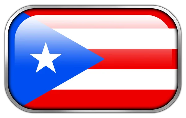 Puerto Rico Flag rectangle glossy button — Stock Photo, Image