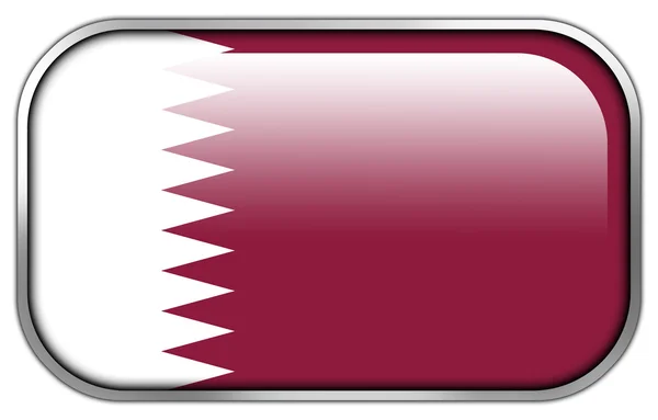 卡塔尔国旗矩形光泽按钮 — 图库照片