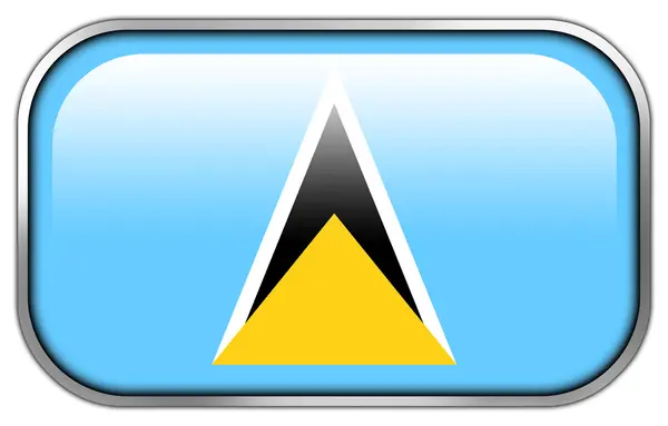 Saint lucia vlag rechthoek glanzende knop — Stockfoto