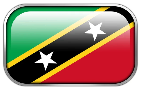 Saint Kitts e Nevis Bandeira retângulo brilhante botão — Fotografia de Stock