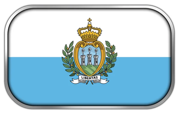 San marino vlajky obdélník lesklý tlačítko — Stock fotografie