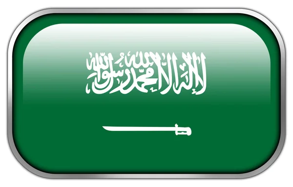 Arabia Saudita Bandiera rettangolo pulsante lucido — Foto Stock