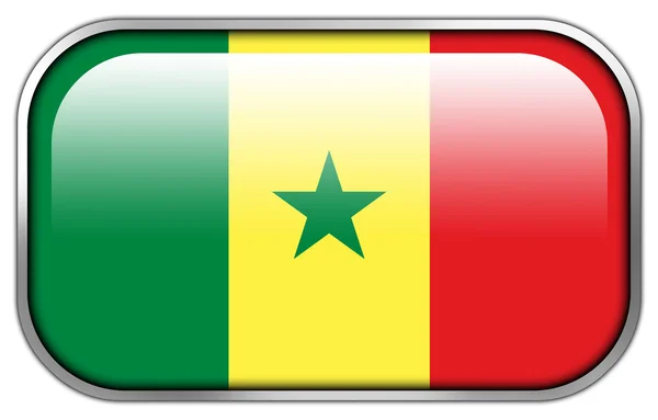 Senegal Bandeira retângulo brilhante botão — Fotografia de Stock