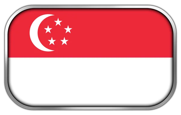 Singapur Bandera rectángulo brillante botón — Foto de Stock