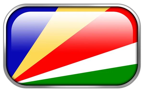 Seychellen vlag rechthoek glanzende knop — Stockfoto