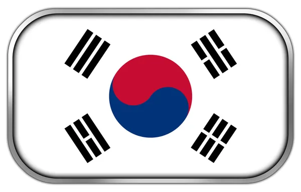 Jižní korea vlajky obdélník lesklý tlačítko — Stock fotografie