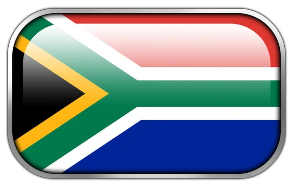 南非国旗矩形光泽按钮 — 图库照片