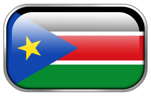 South Sudan Flag rectangle glossy button — Stock Photo, Image