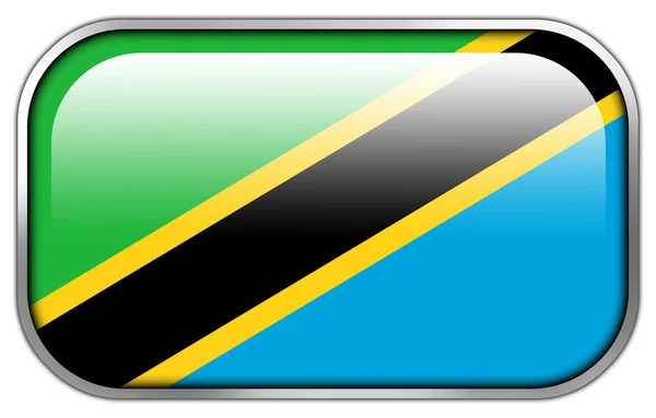 Tanzania Flag rectangle glossy button — Stock Photo, Image