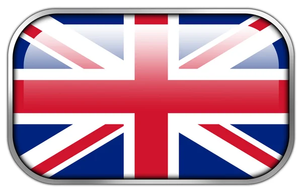 Reino Unido Bandeira retângulo brilhante botão — Fotografia de Stock