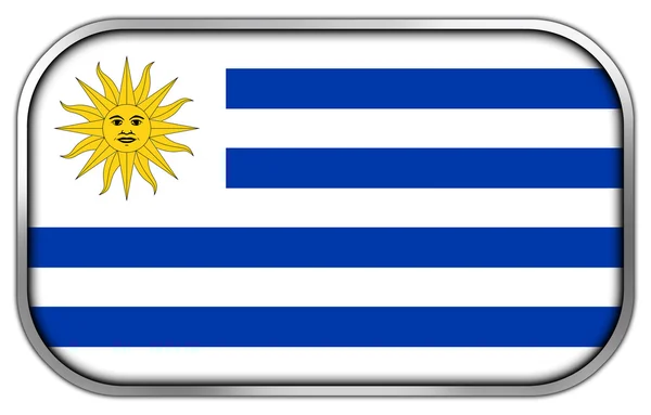 Urugwaj błyszczący flaga prostokąt우루과이 국기 사각형 글로시 버튼 — 스톡 사진