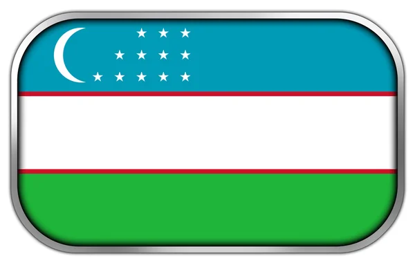 Uzbekistan Flag rectangle glossy button — Stock Photo, Image