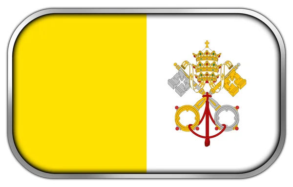 バチカン市国国旗四角光沢のあるボタン — ストック写真