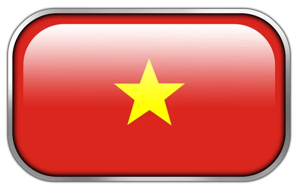 Vietname Bandeira retângulo brilhante botão — Fotografia de Stock