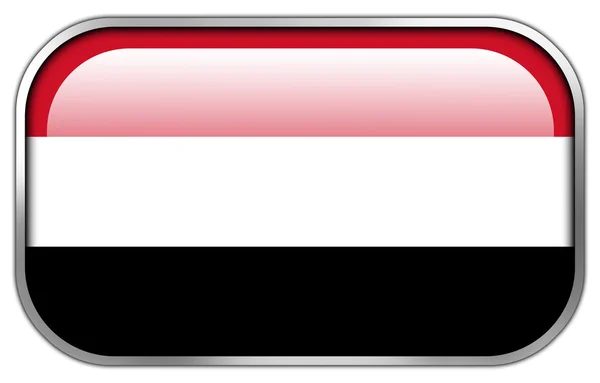 Yemen Bandera rectángulo brillante botón —  Fotos de Stock