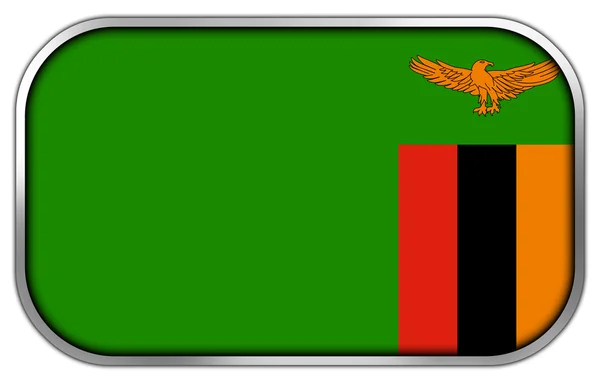 赞比亚国旗矩形光泽按钮 — 图库照片