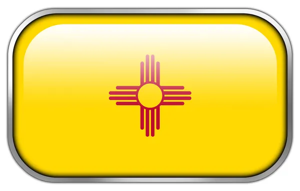 New Mexico State Flag rectangle glossy button — Stock Photo, Image