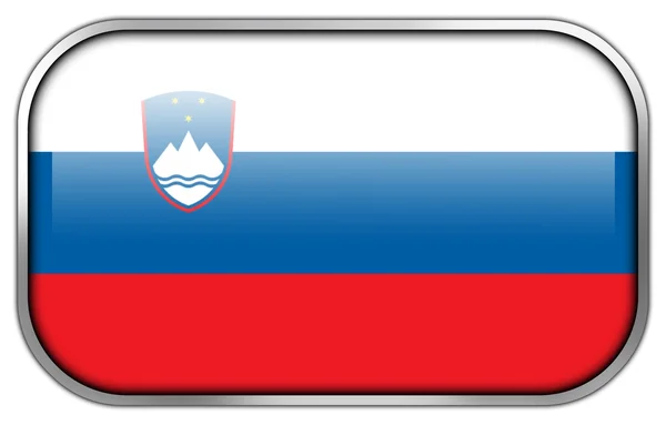 Eslovénia Bandeira retângulo brilhante botão — Fotografia de Stock