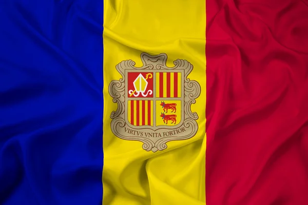 Ondeando bandera de Andorra — Foto de Stock